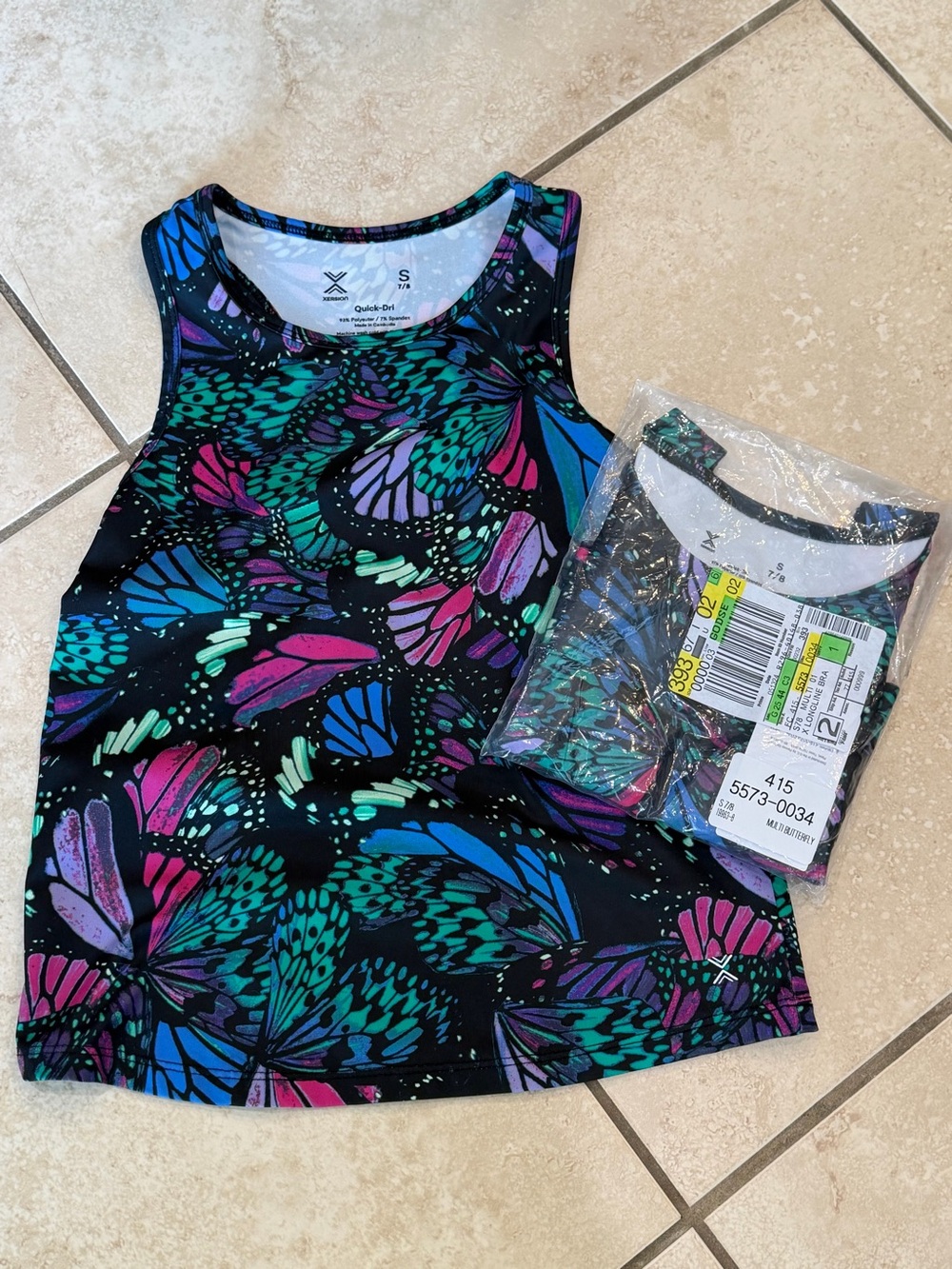 Xersion Black Butterfly Tank Top (2) with matching skort